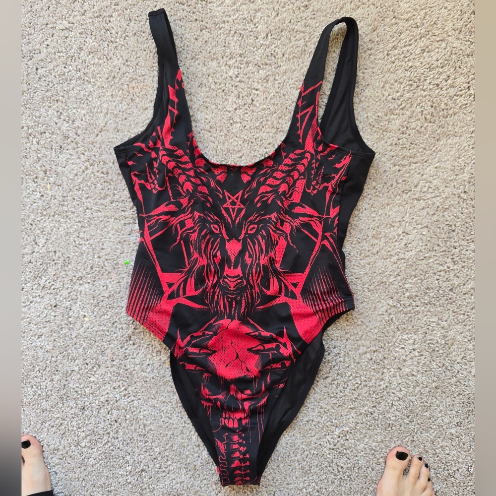 NWT Killstar M Beach Beast Swimsuit Gothic Baphomet